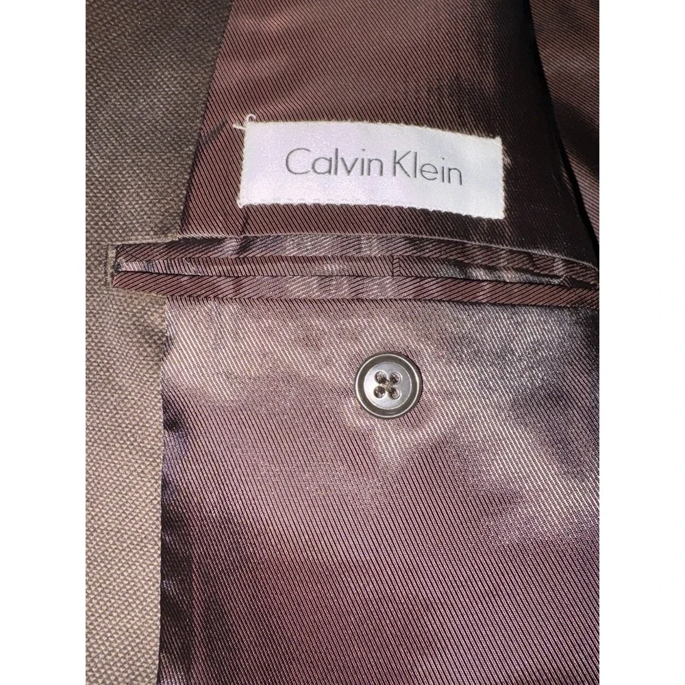 Vintage Calvin Klein Mens Brown Microfiber Soft Sport Coat Blazer Jacket 46L